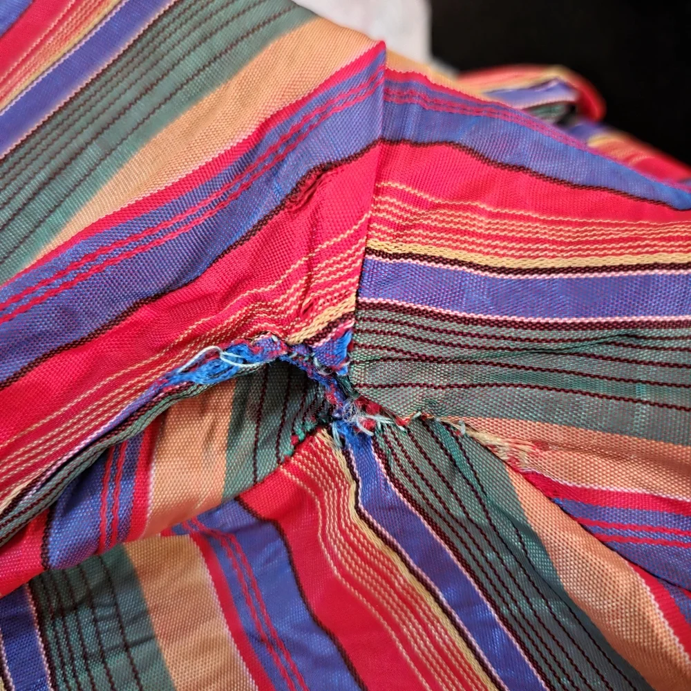 1980s Sasha Striped Print Puffed‎ Long Sleeve Acetate Blouse Shirt Top